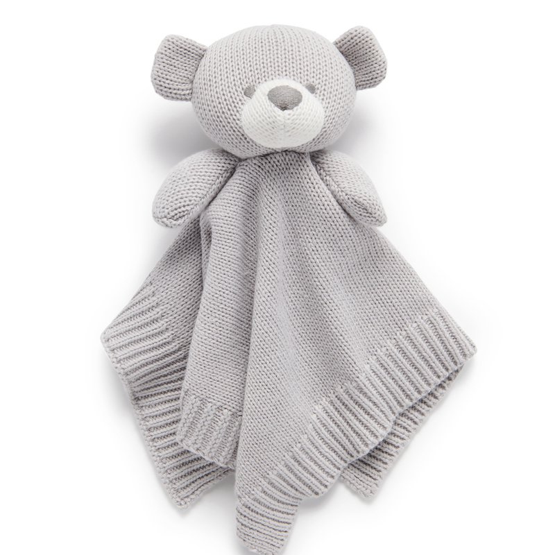 Knitted Bear Comforter - Grey