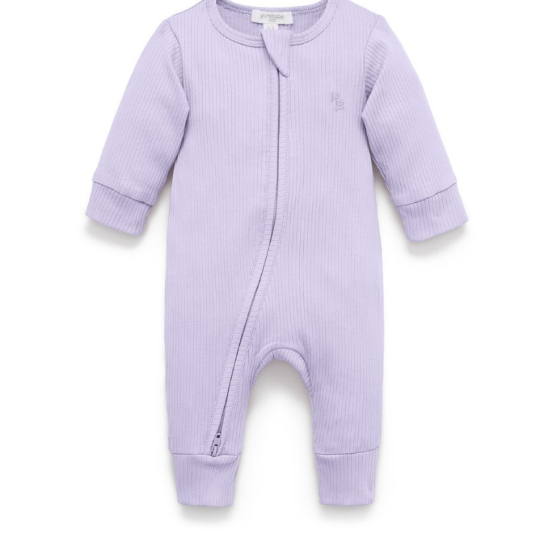 Rib Zip Growsuit - Lilac