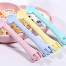 Load image into Gallery viewer, Single Silicone Feeding Spoon + Fork
