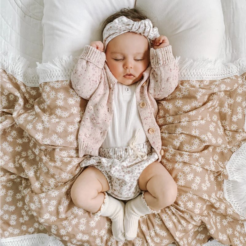 Mini Daisy Sage Fringe Swaddle
