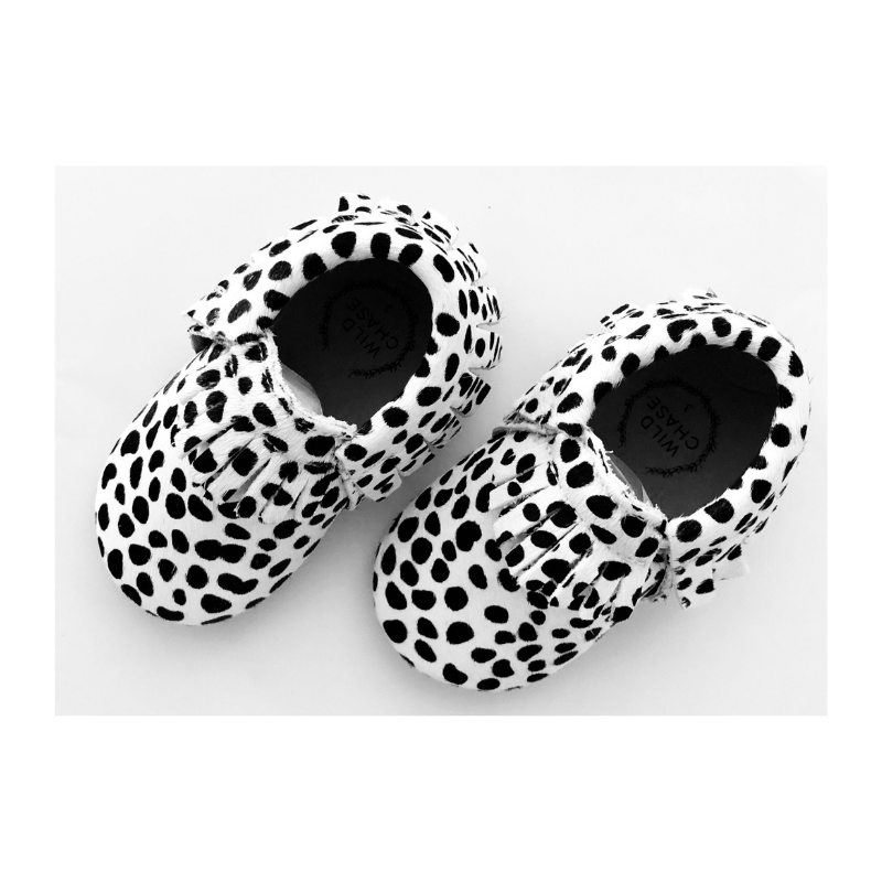 Moccasin Frill - Black + White - Size 2