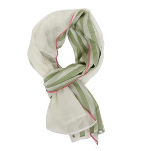 Scarf - Khaki Stripe with Hot Pink
