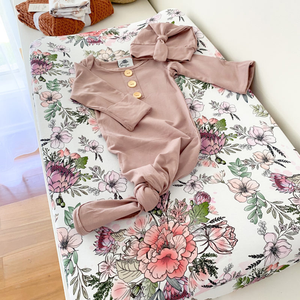 Dusty Mauve Newborn Knotted Gown/Hat